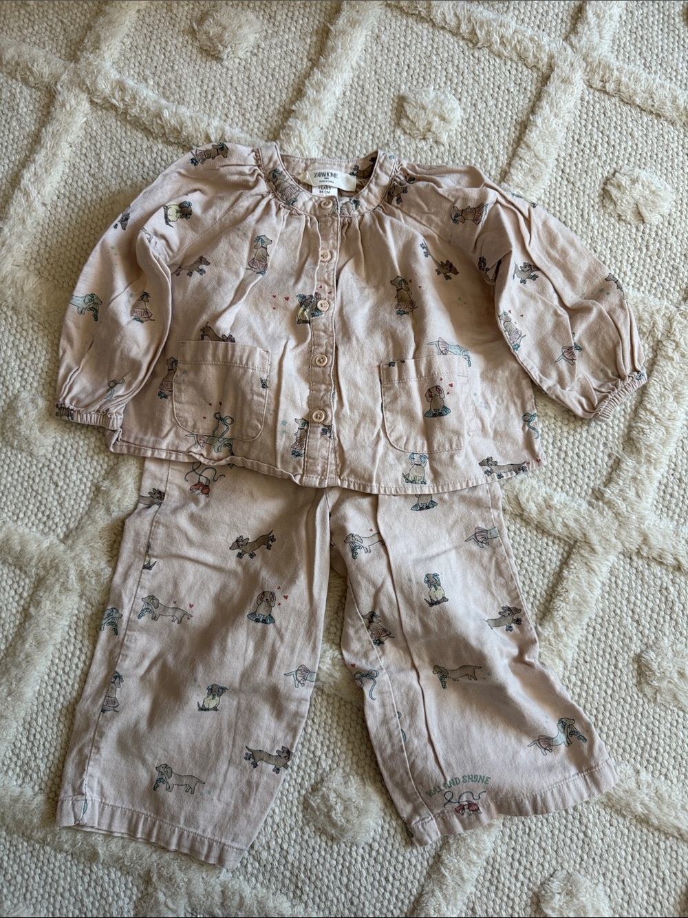 Zara Pink Printed Kids Pajama Set